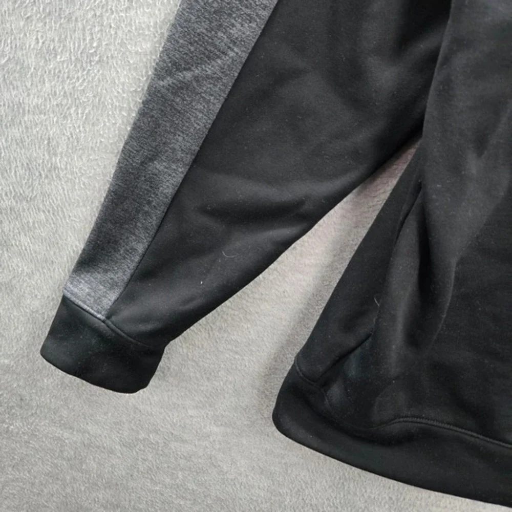 Adidas Men Sweatshirt Large Black‎ Colorblock Hoodie Fleece Logo Drawstring